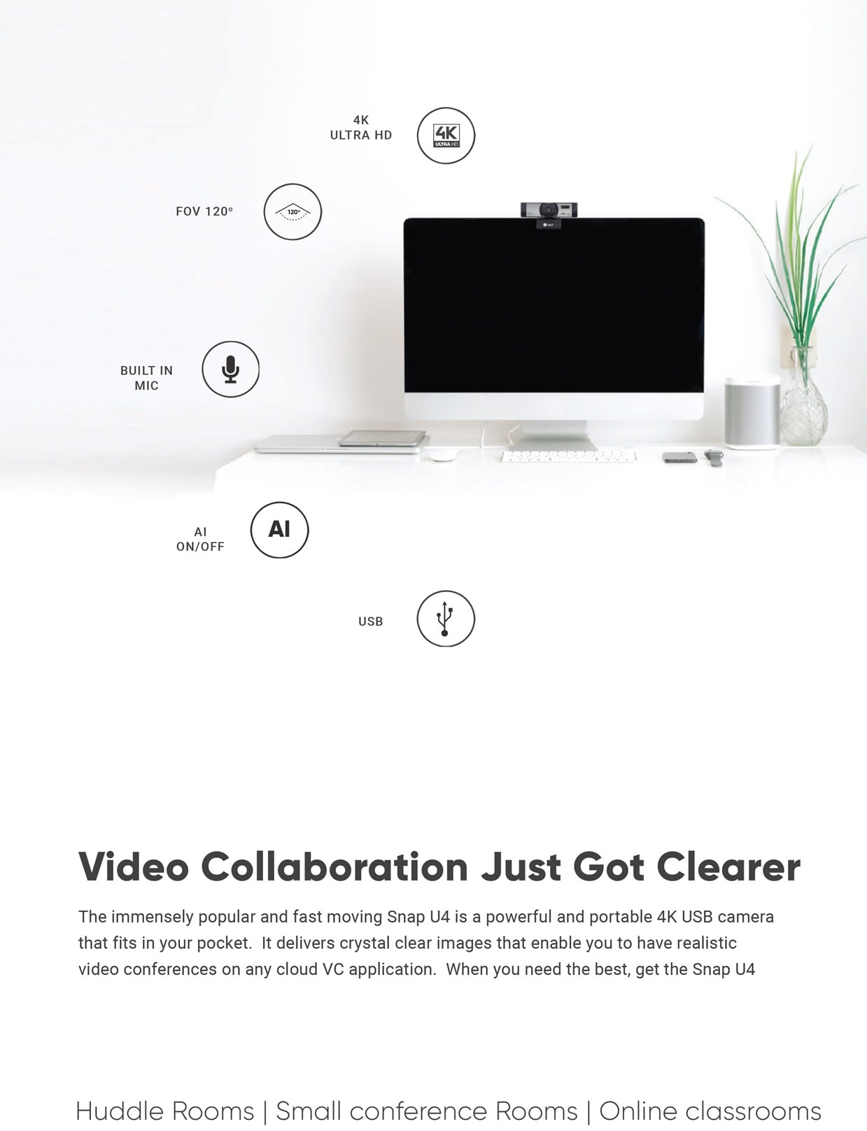 SNAP U4  AI Driven Huddle Room Camera